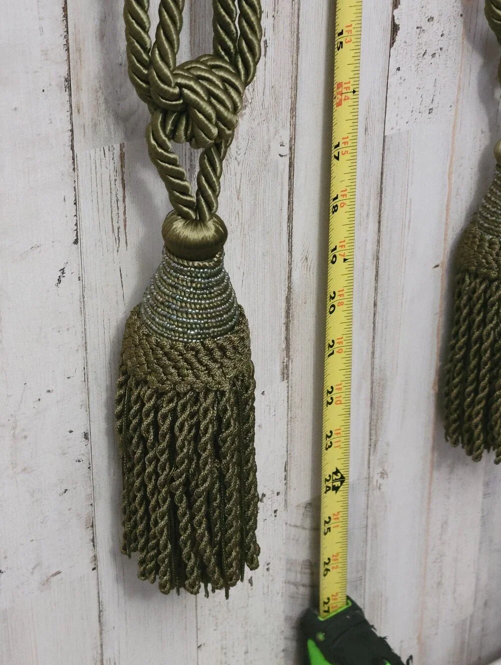 Set of 7 Window Curtain Drapery Cord Rope Tassel Twist Tie Back Large Dark Green